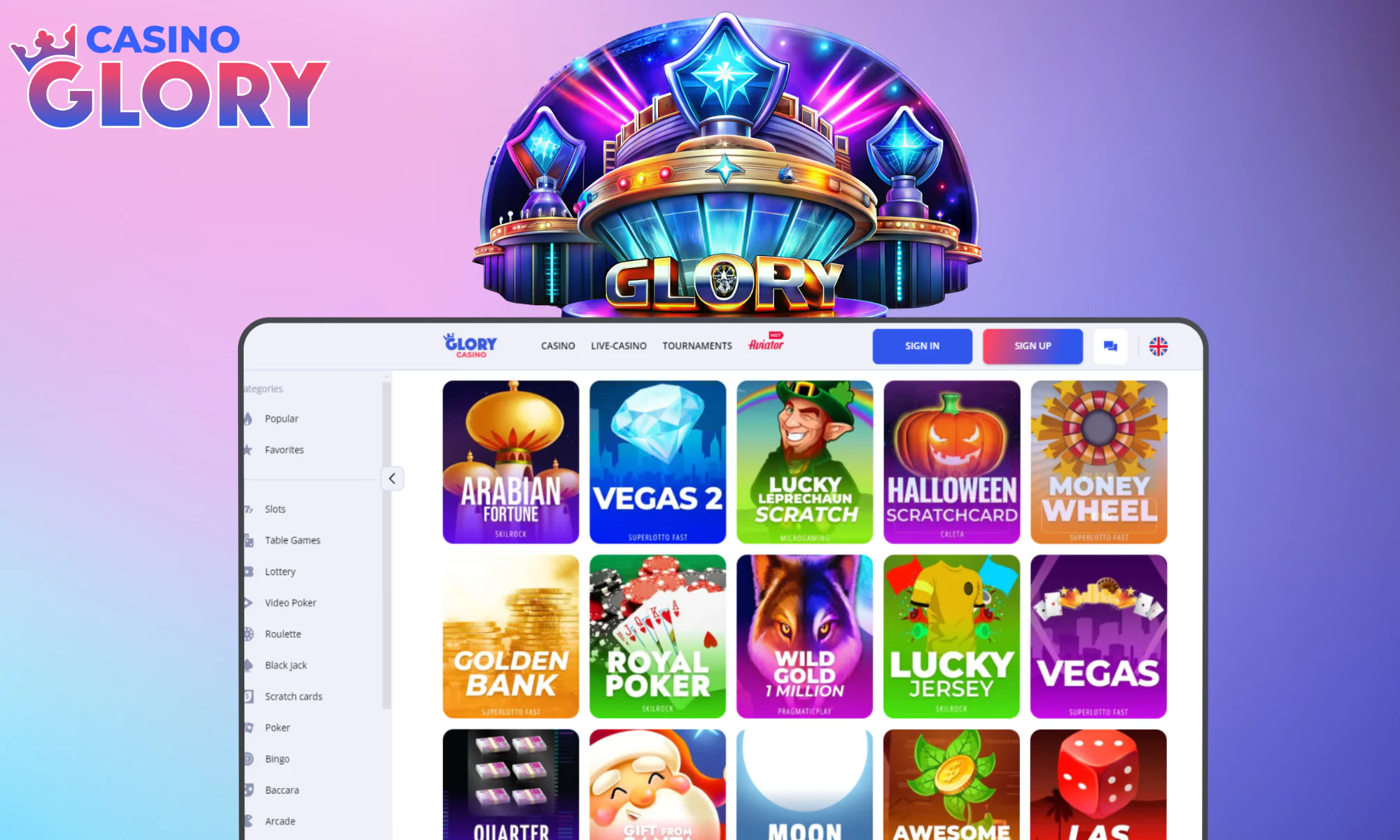 What tournaments are held at Glory casino?